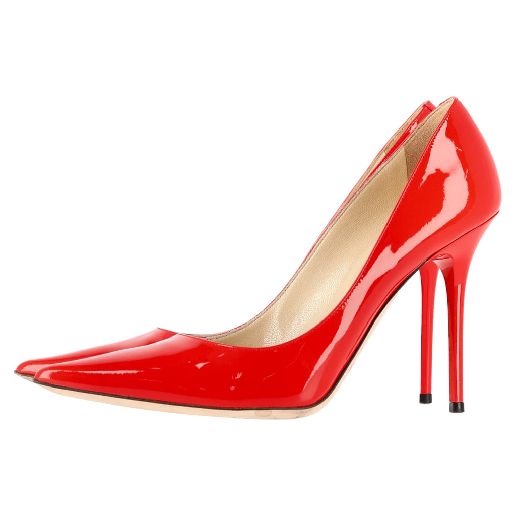 Women's Jimmy Choo Pointed-Toe Pumps in Red Patent Leather