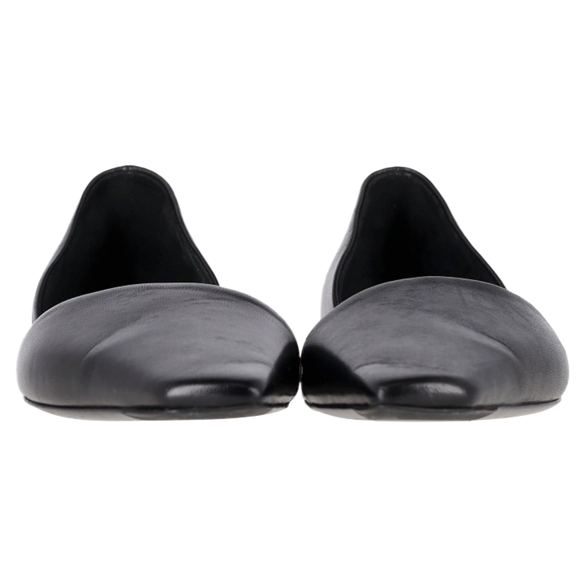 Women's Totême Asymmetric D'Orsay Ballet Flats in Black Calf Leather