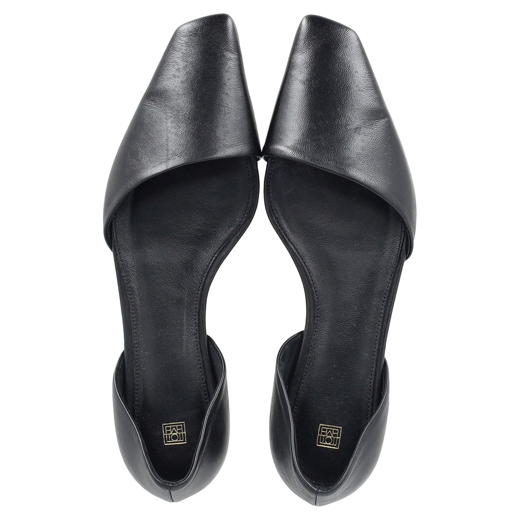 Women's Totême Asymmetric D'Orsay Ballet Flats in Black Calf Leather