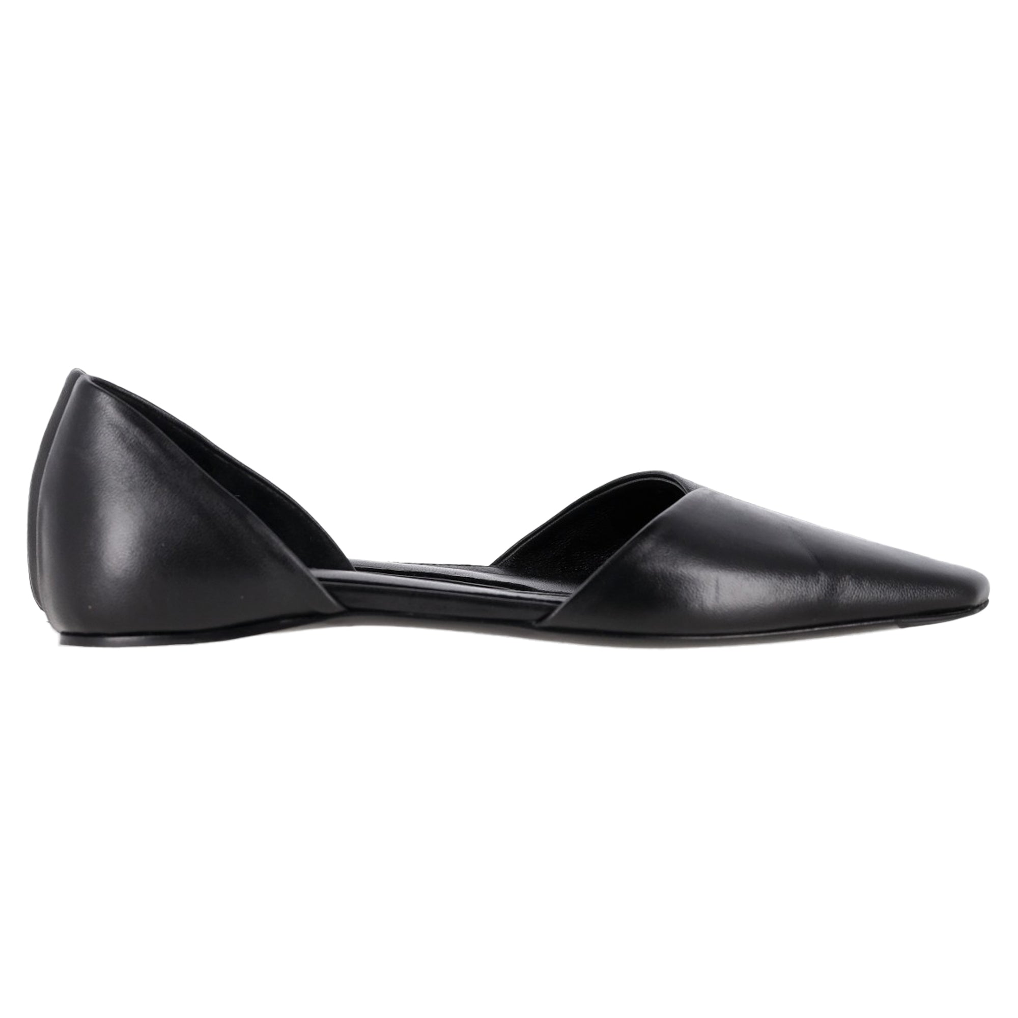 Women's Totême Asymmetric D'Orsay Ballet Flats in Black Calf Leather
