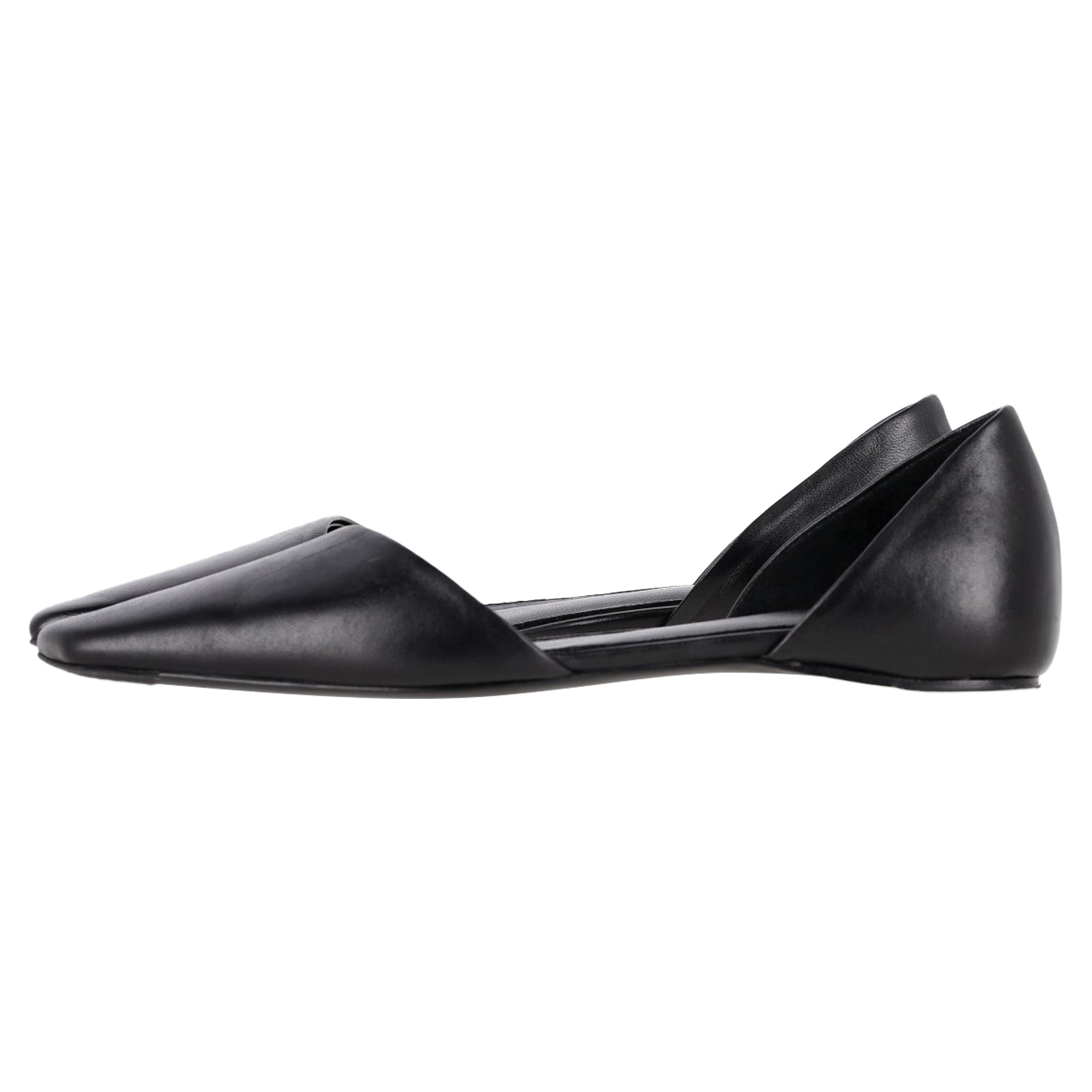 Women's Totême Asymmetric D'Orsay Ballet Flats in Black Calf Leather