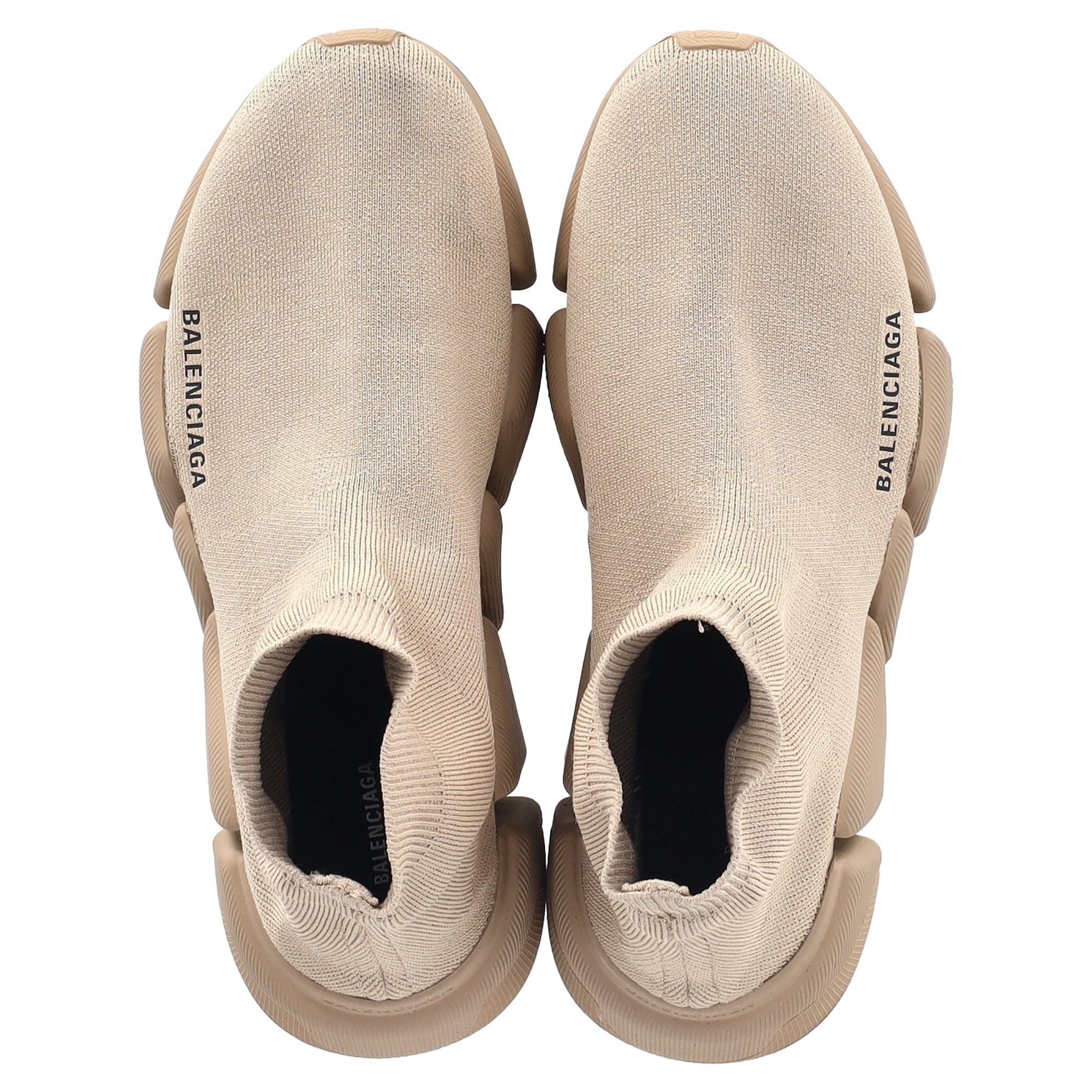 Women's Balenciaga Speed 2.0 Knitted Sneakers in Beige Polyester