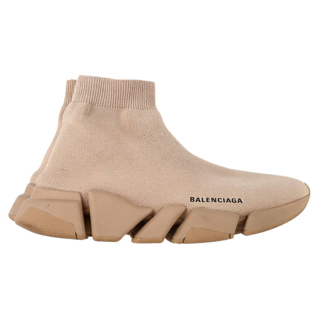Women's Balenciaga Speed 2.0 Knitted Sneakers in Beige Polyester