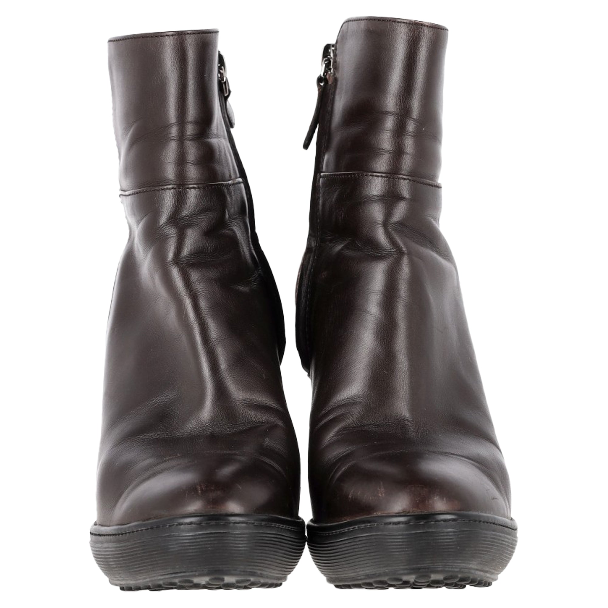 Women's Tod's Platform Ankle Boots in Brown Leather and Suede