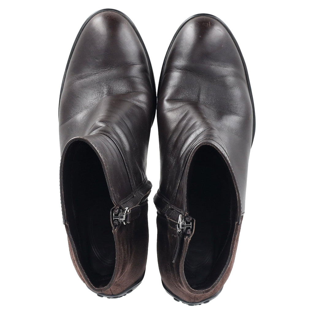 Women's Tod's Platform Ankle Boots in Brown Leather and Suede