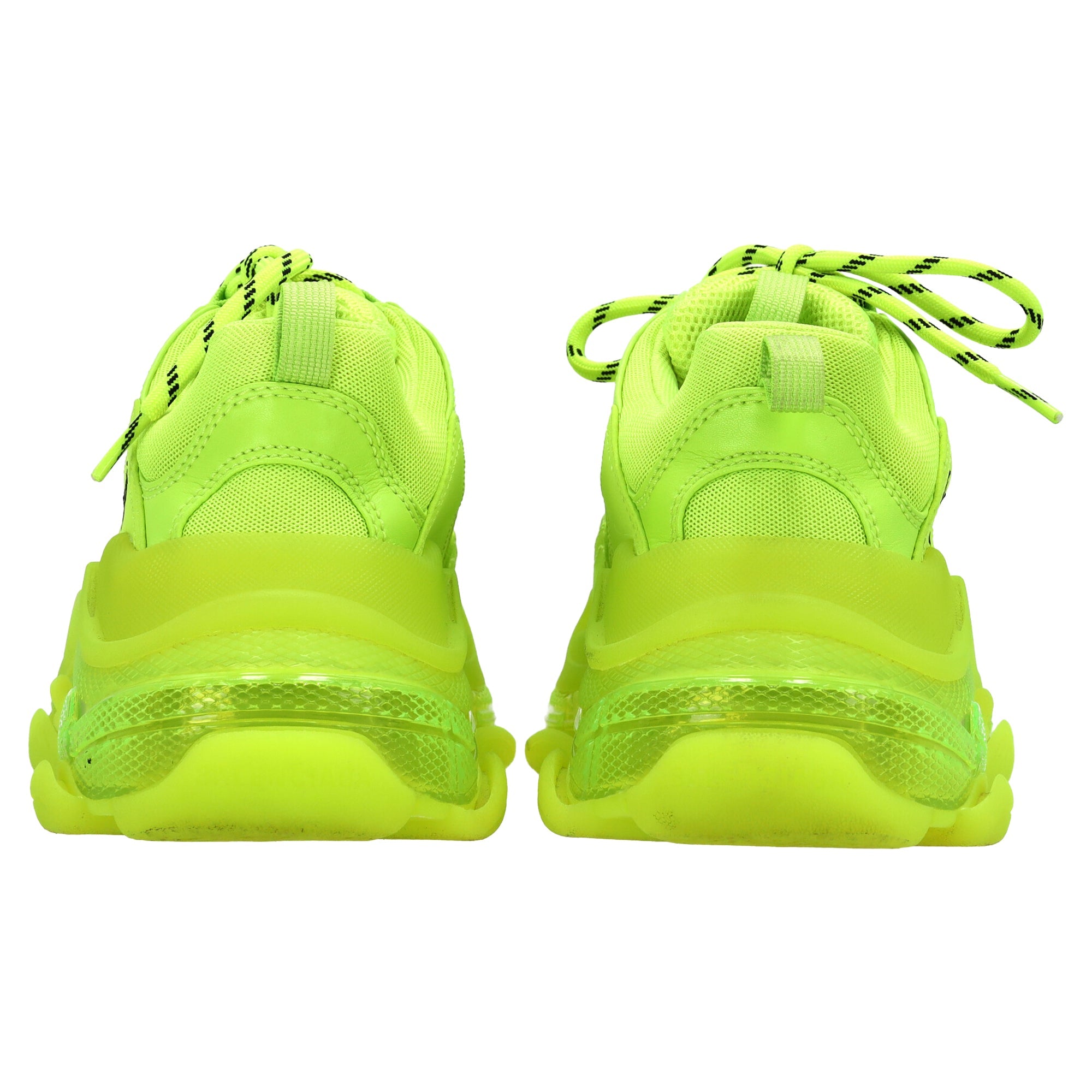 Women's Balenciaga Triple S Clear Sole Sneakers in Neon Yellow Polyester