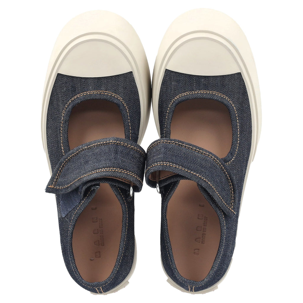Women's Marni Pablo Mary Jane Sneakers in Blue Cotton Denim
