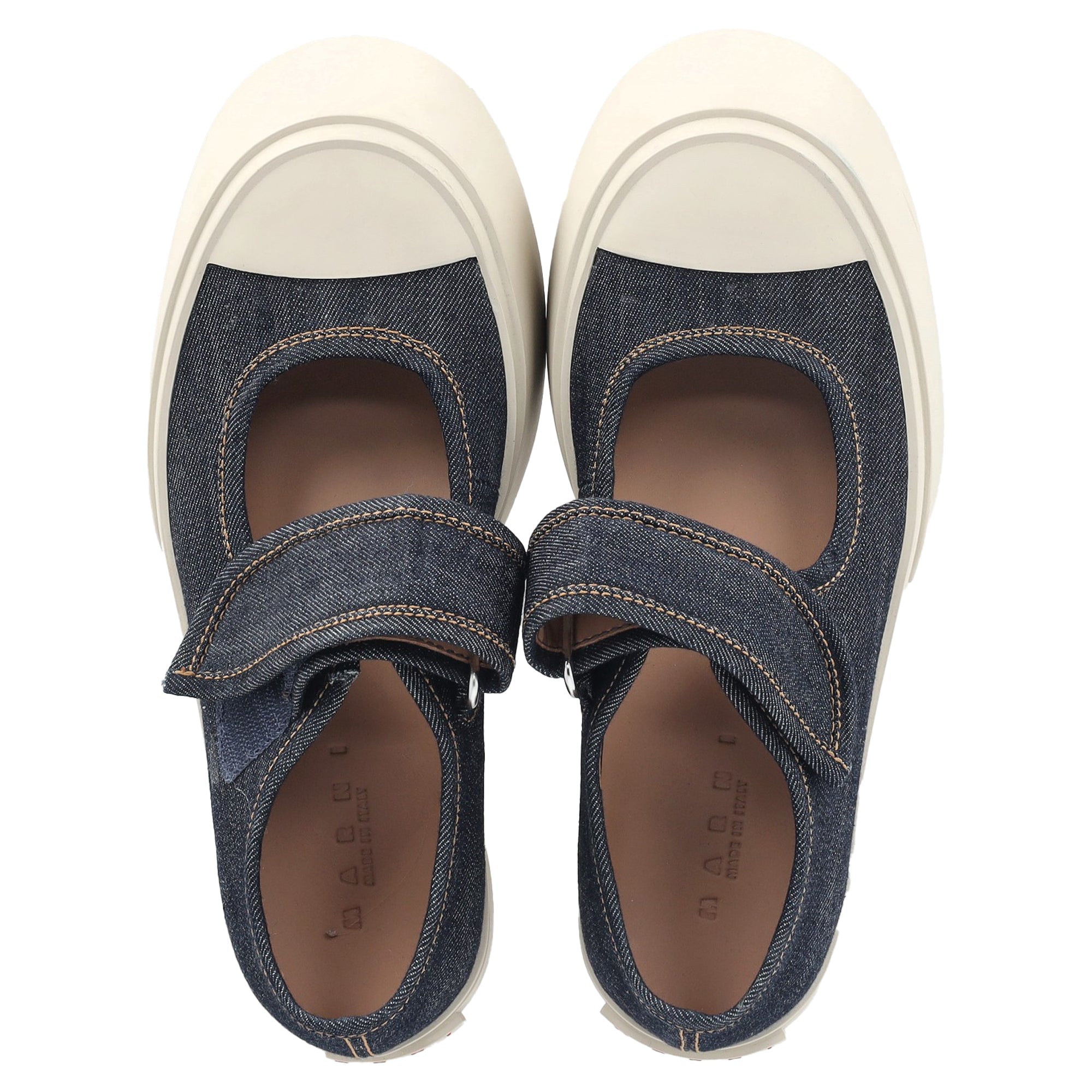 Women's Marni Pablo Mary Jane Sneakers in Blue Cotton Denim