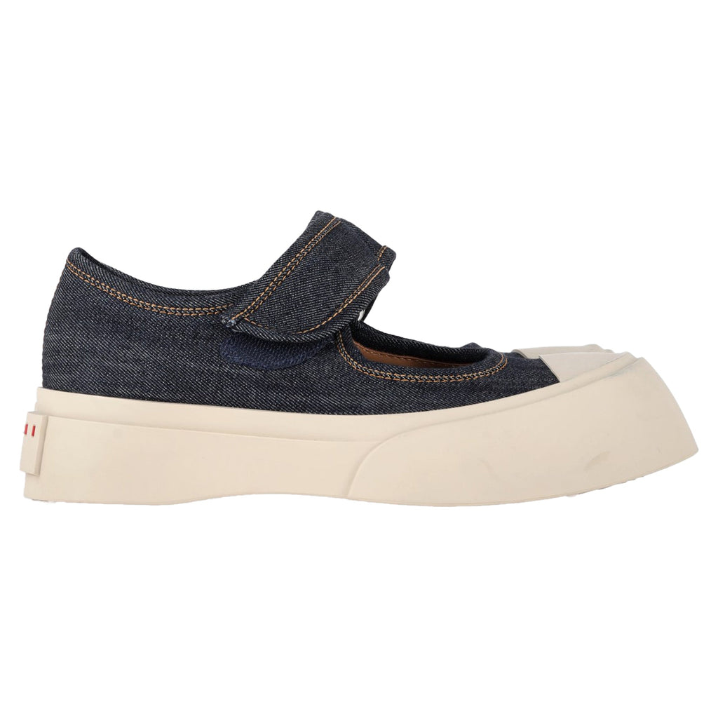 Women's Marni Pablo Mary Jane Sneakers in Blue Cotton Denim