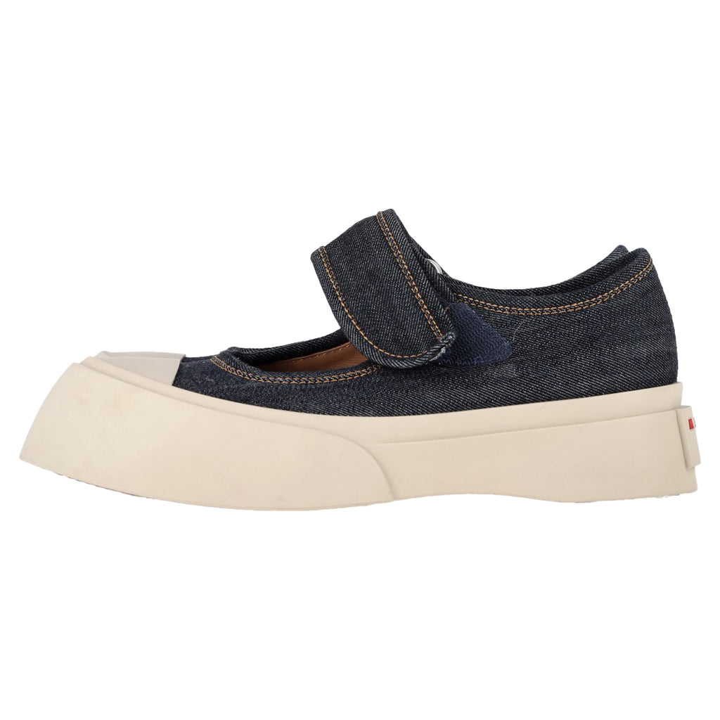 Women's Marni Pablo Mary Jane Sneakers in Blue Cotton Denim