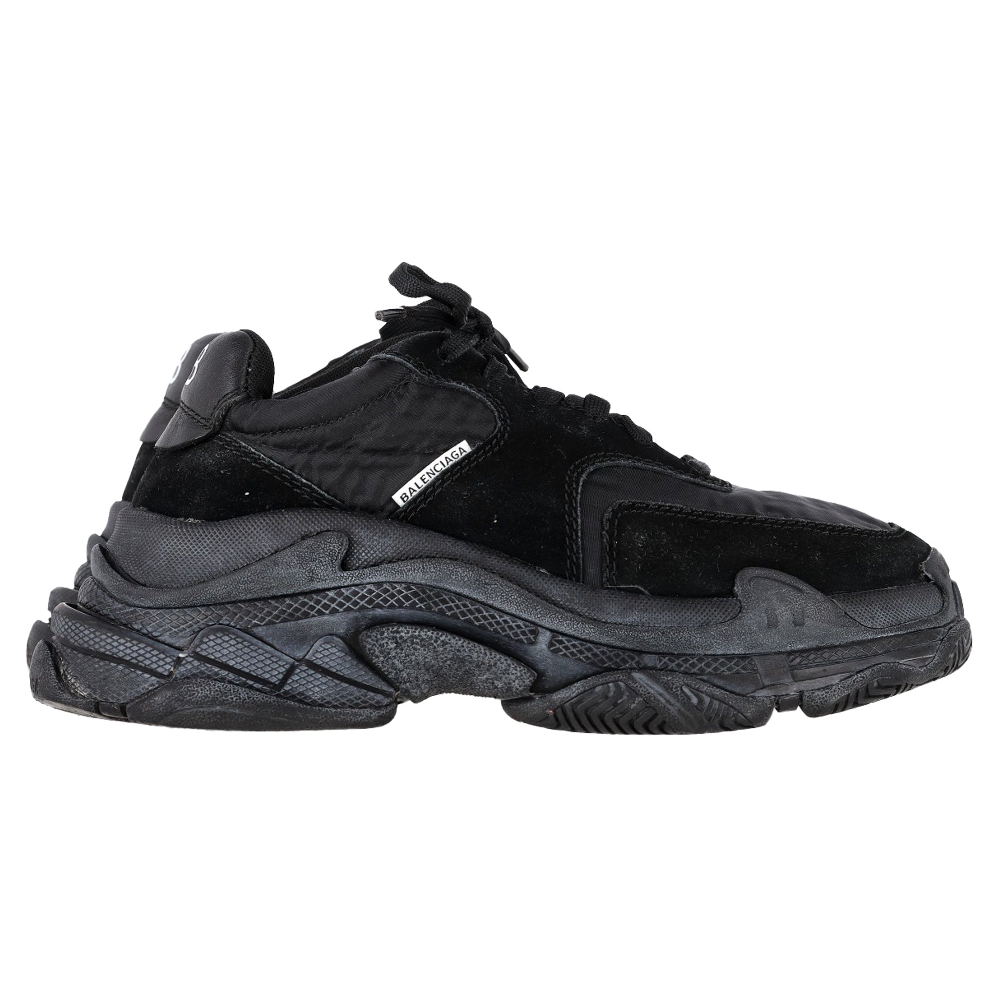 Women's Balenciaga Triple S Sneakers in Black Polyamide and Suede