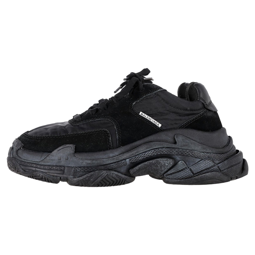 Women's Balenciaga Triple S Sneakers in Black Polyamide and Suede