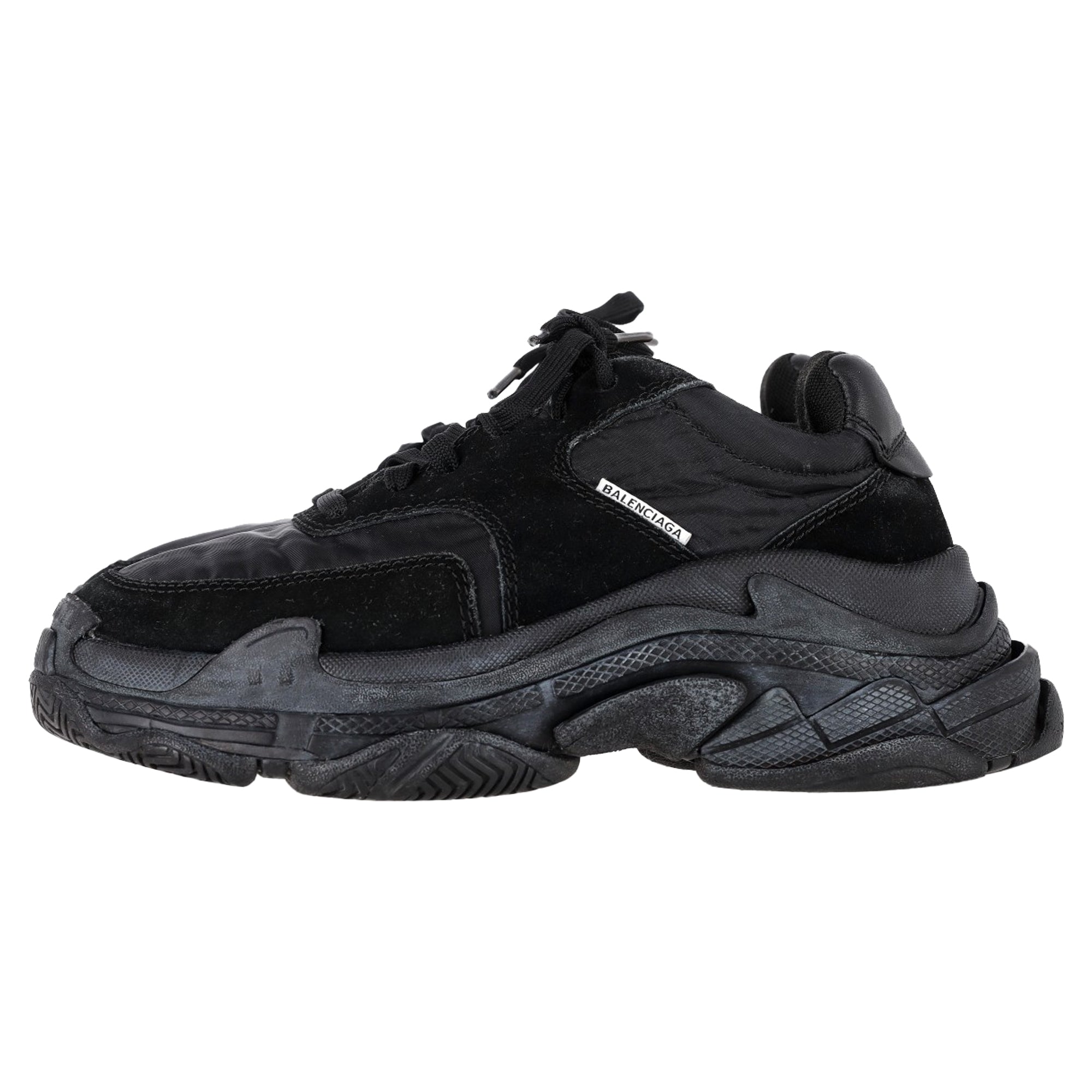 Women's Balenciaga Triple S Sneakers in Black Polyamide and Suede