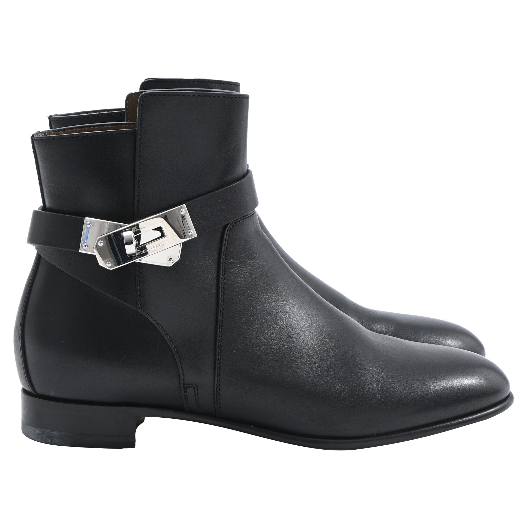 Women's Hermès Neo Ankle Boots in Black Calfskin Leather