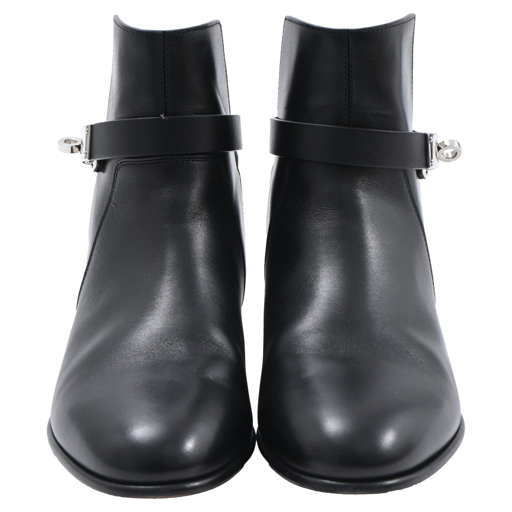 Women's Hermès Neo Ankle Boots in Black Calfskin Leather