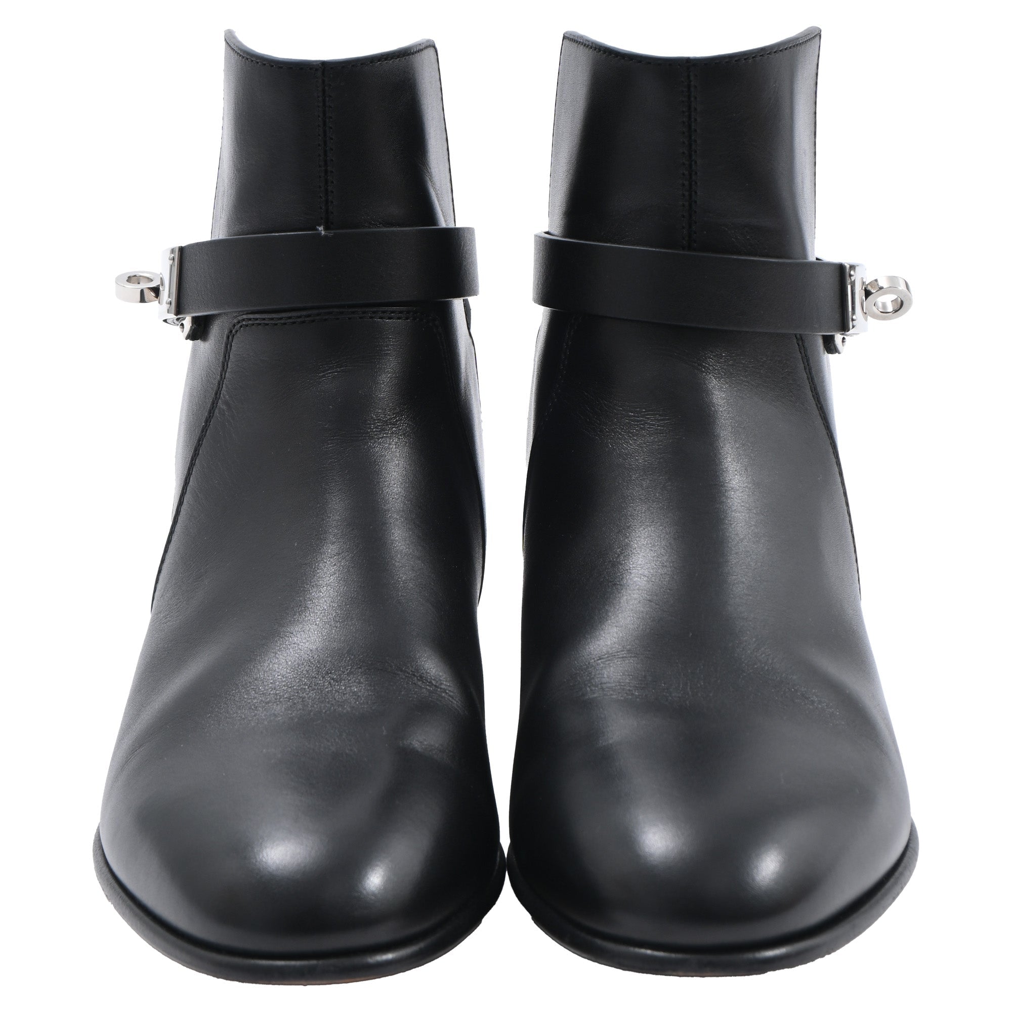 Women's Hermès Neo Ankle Boots in Black Calfskin Leather