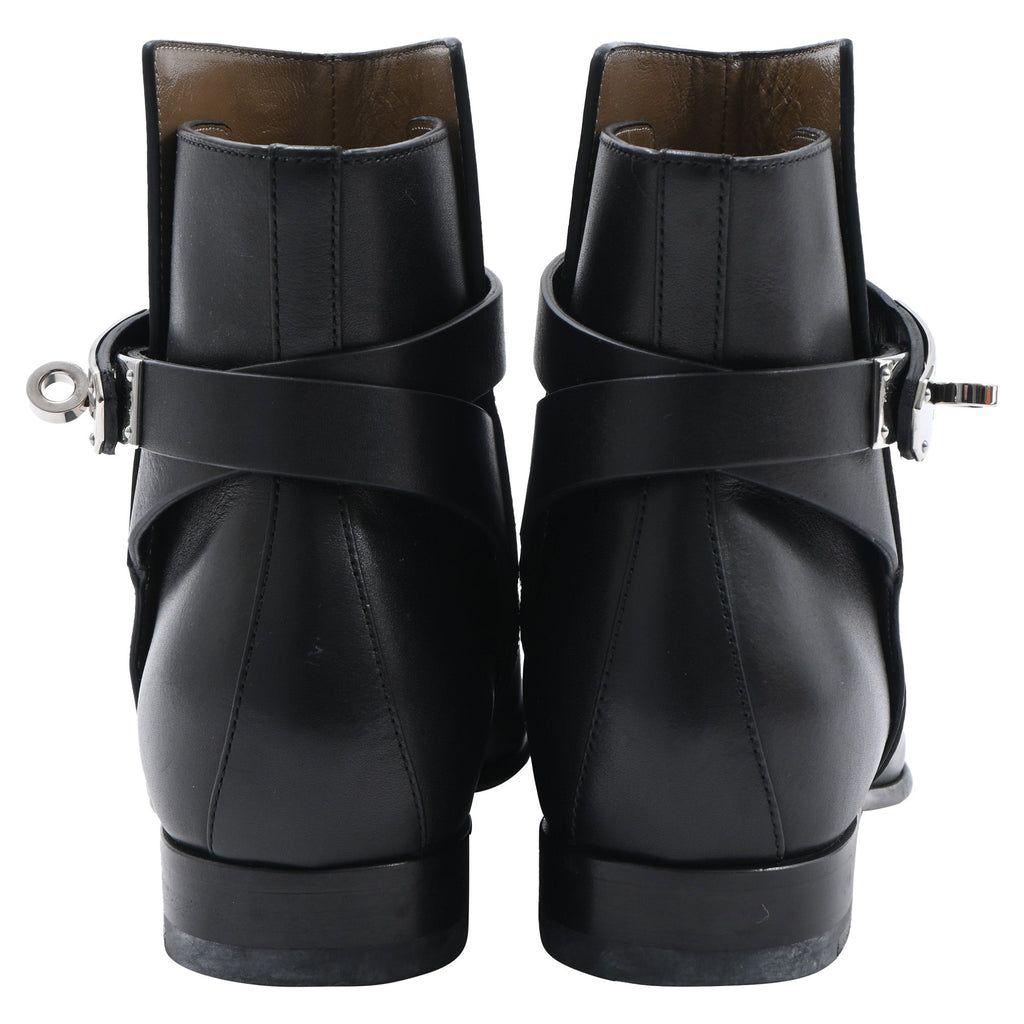 Women's Hermès Neo Ankle Boots in Black Calfskin Leather