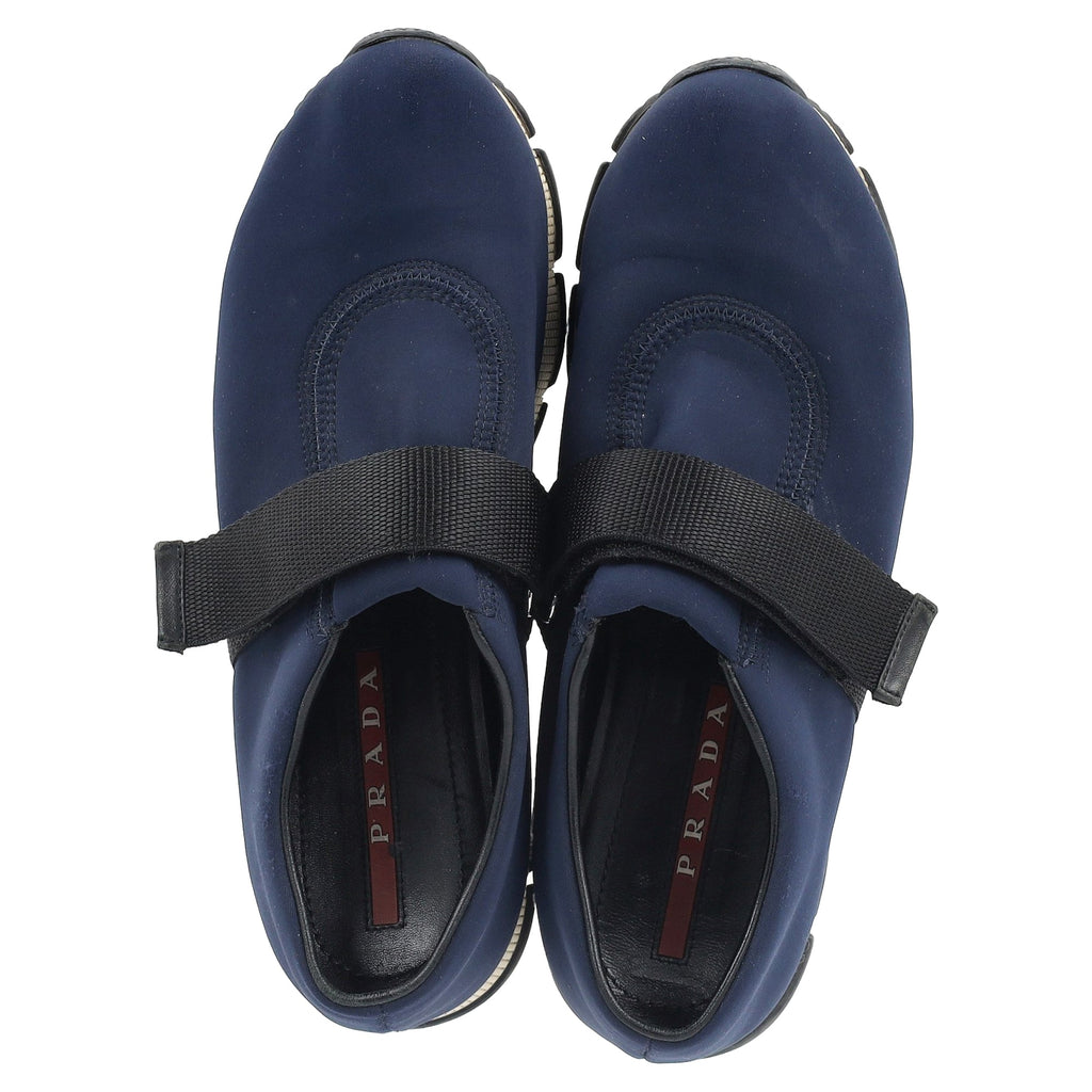 Women's Prada Slip On Sneakers in Navy Blue Nylon
