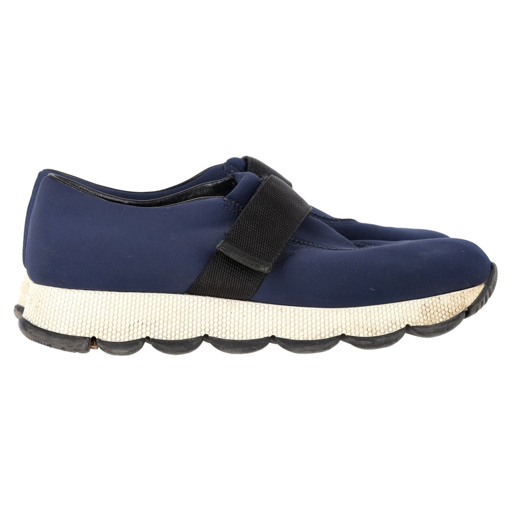 Women's Prada Slip On Sneakers in Navy Blue Nylon