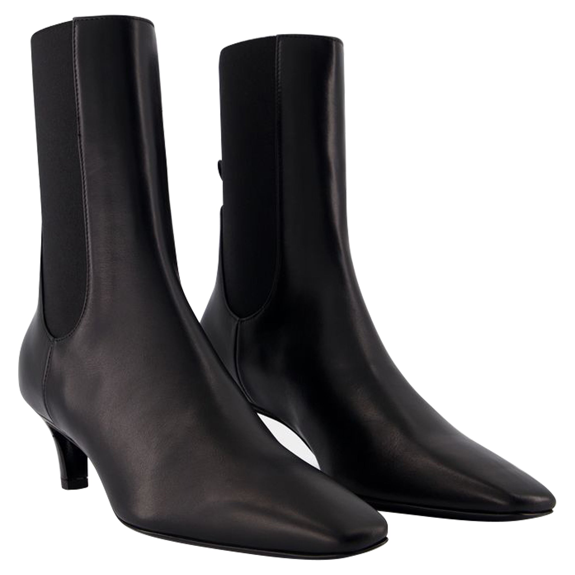 The Mid Heel Boots - TOTEME - Leather - Black