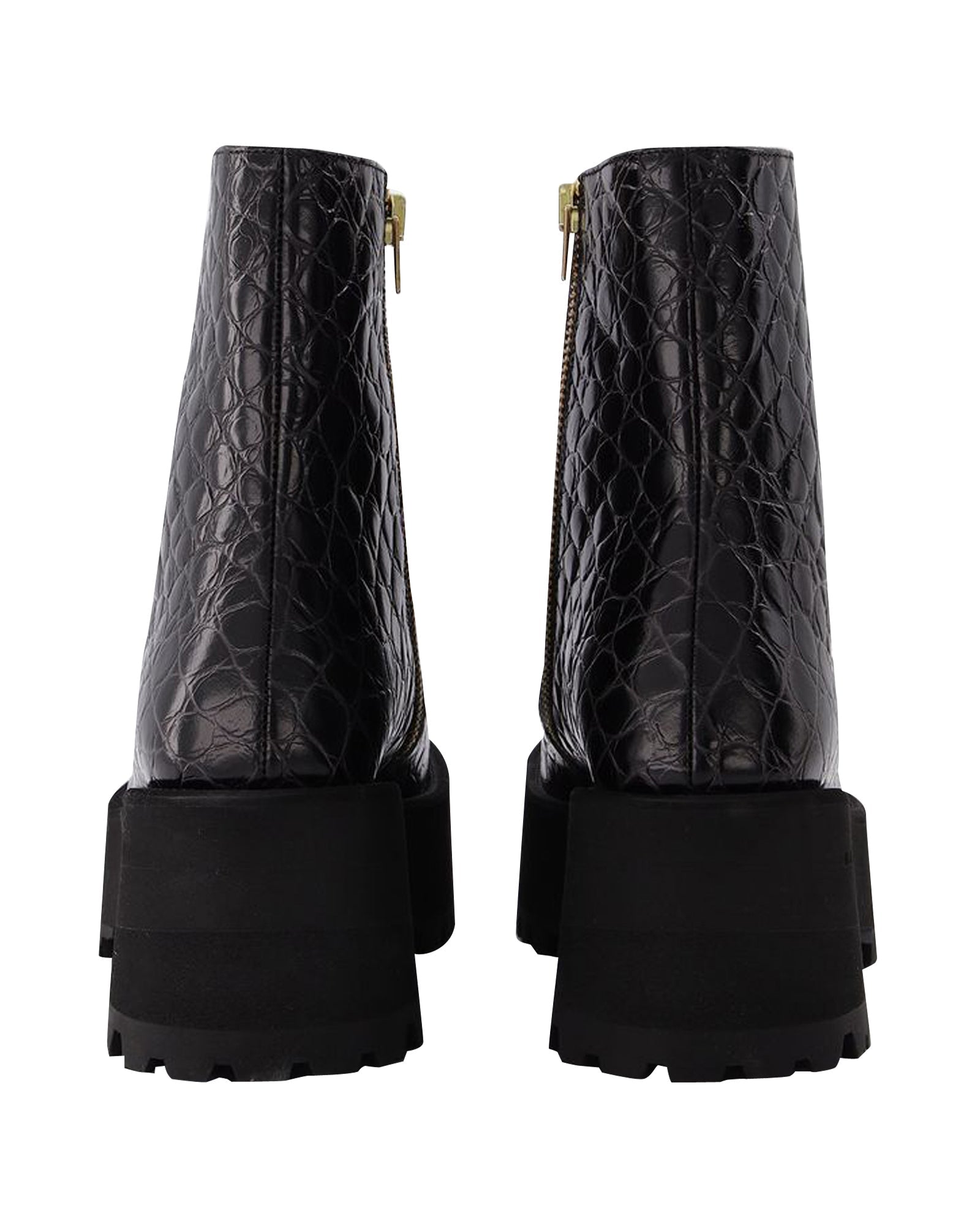 Zip Booties in Black Leather