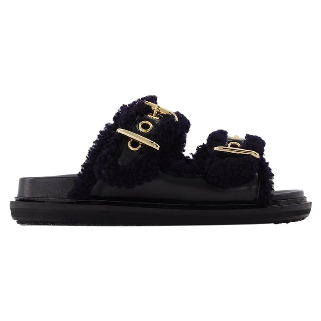 Fussbett Slides in Black Leather