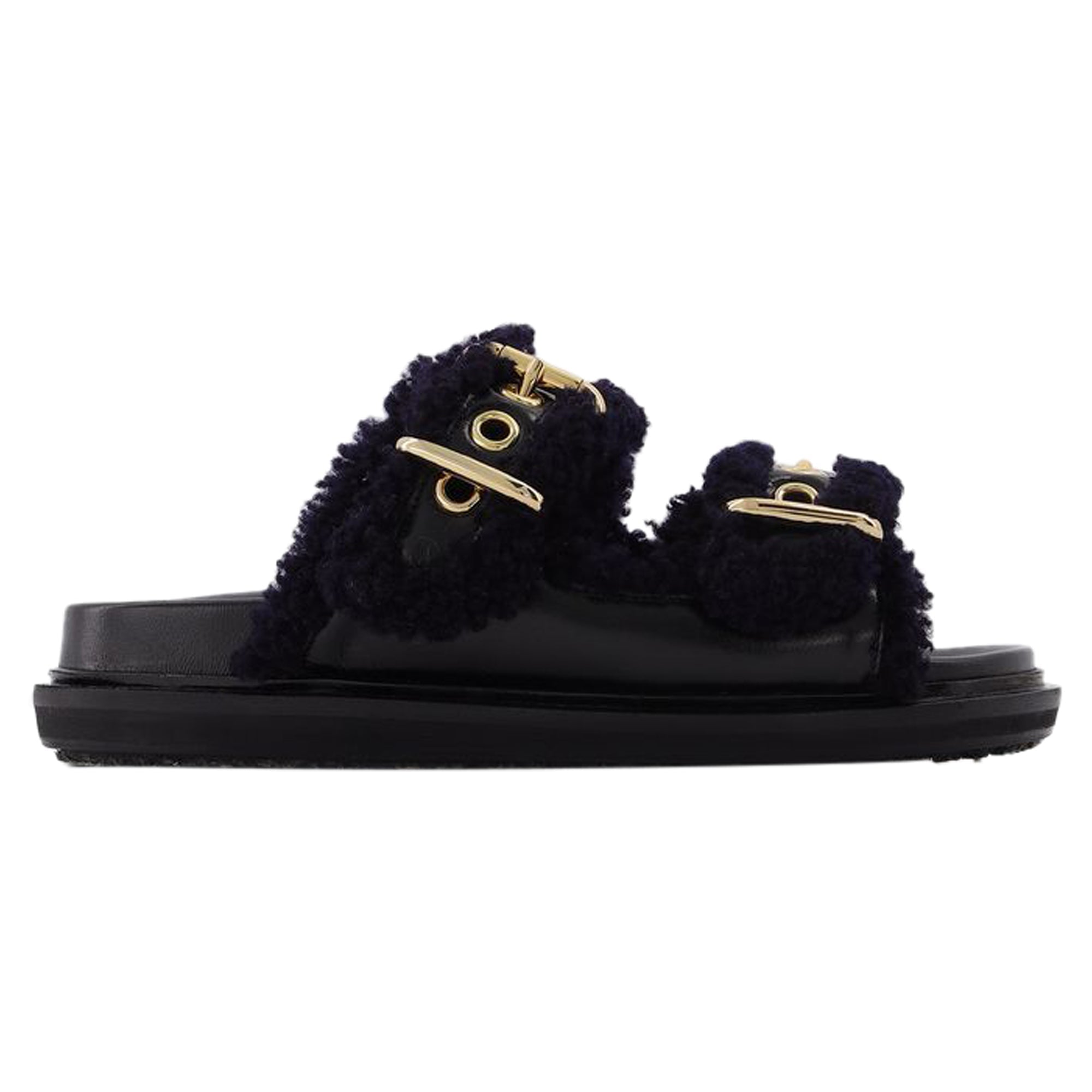 Fussbett Slides in Black Leather