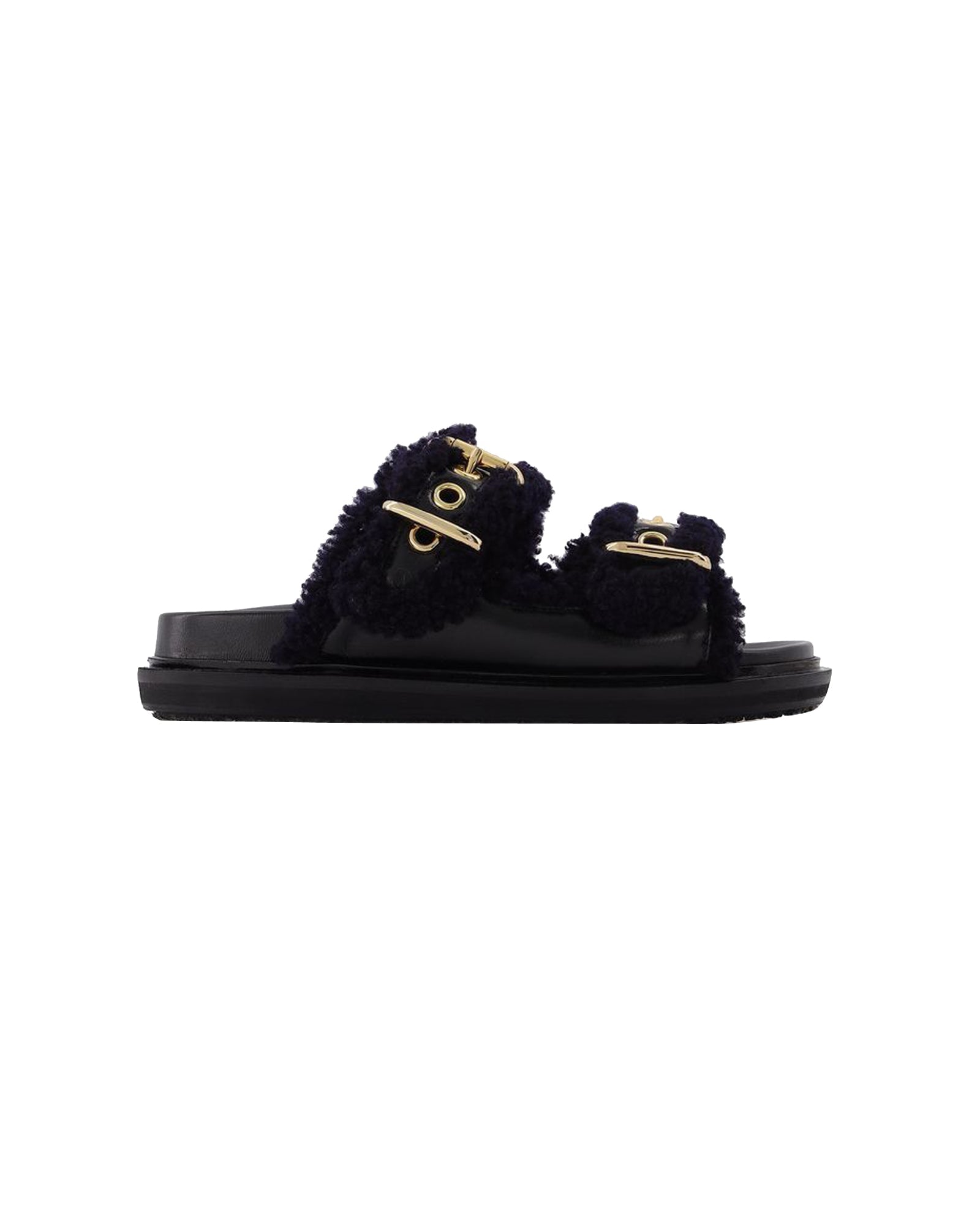 Fussbett Slides in Black Leather