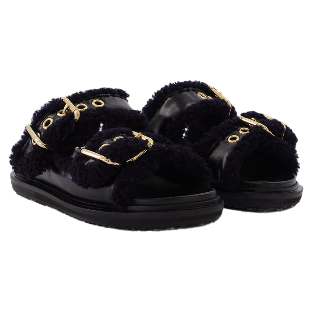 Fussbett Slides in Black Leather