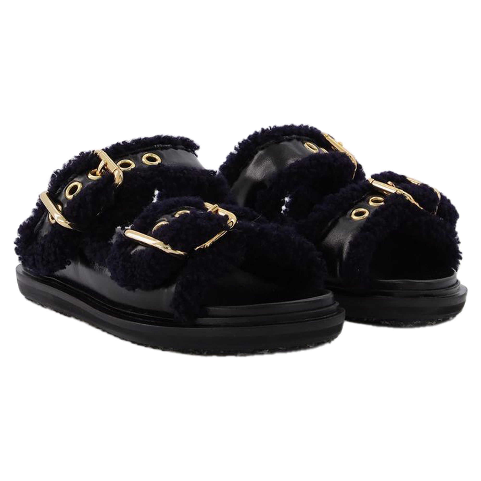 Fussbett Slides in Black Leather