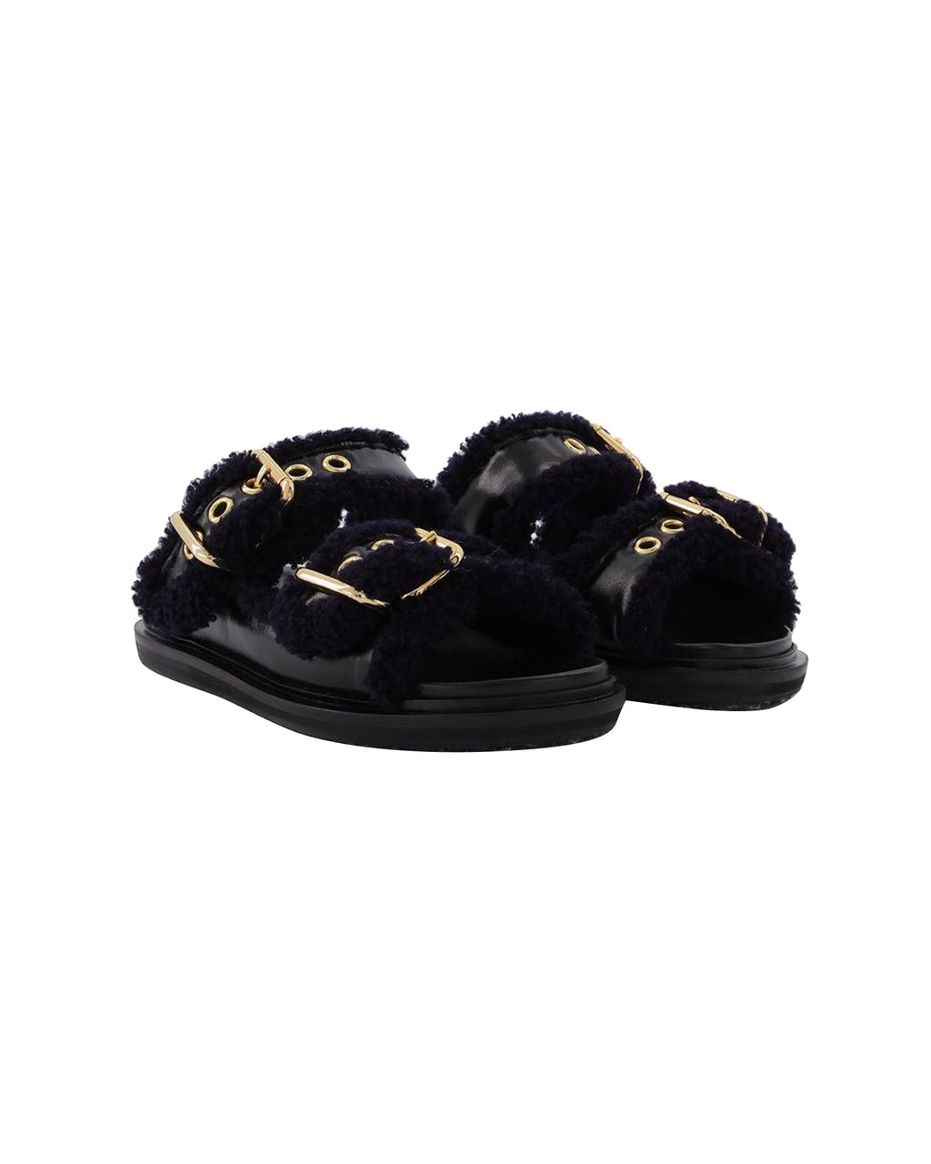 Fussbett Slides in Black Leather