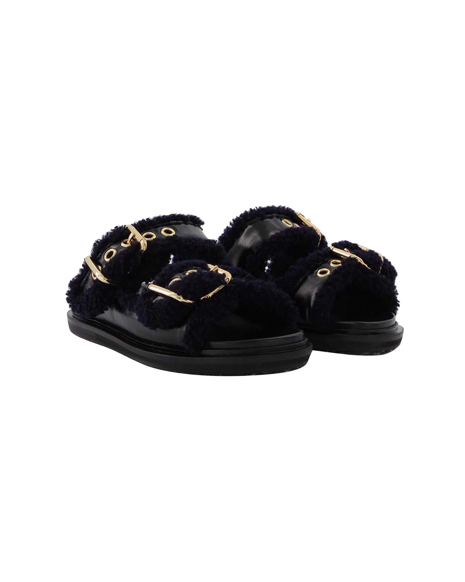 Fussbett Slides in Black Leather