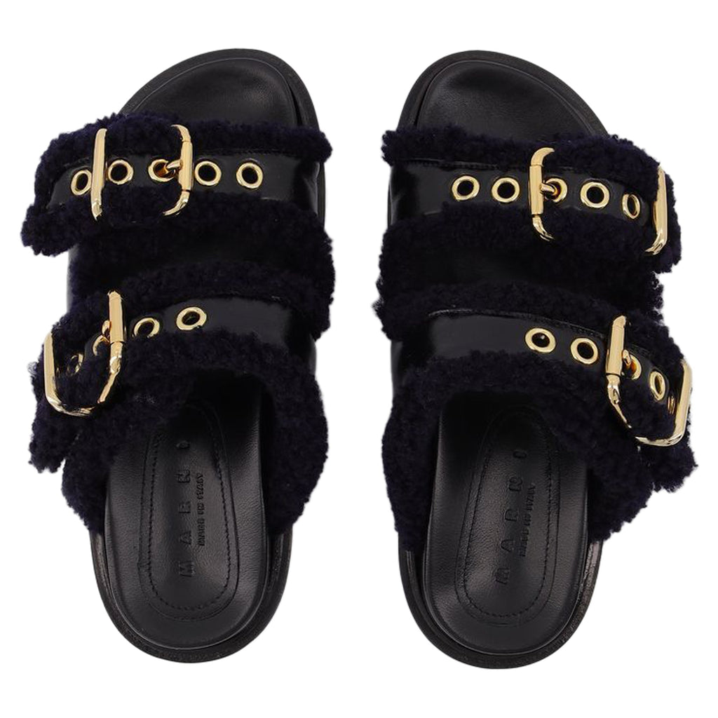 Fussbett Slides in Black Leather