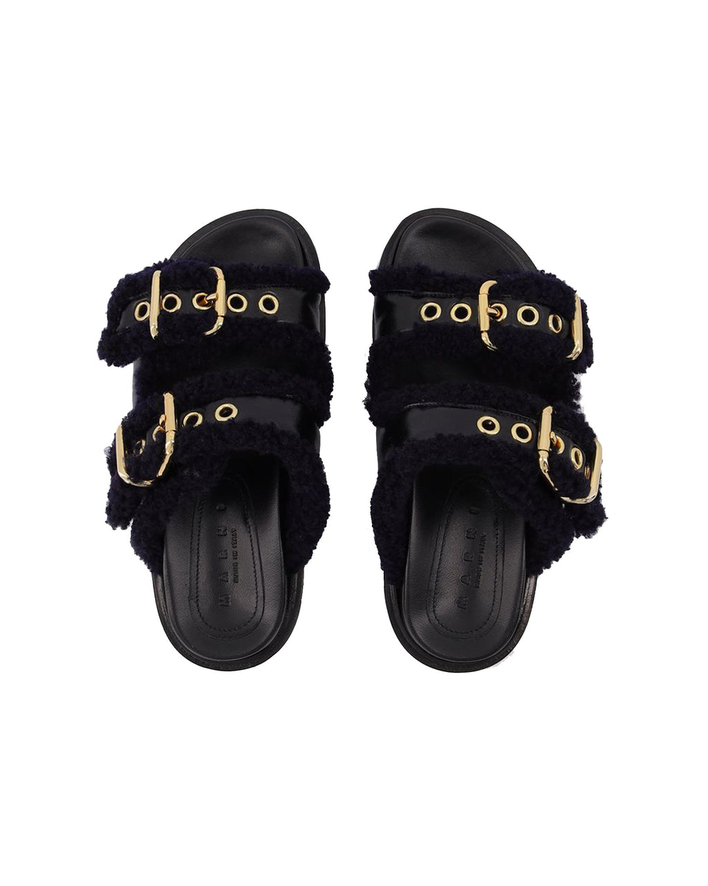 Fussbett Slides in Black Leather
