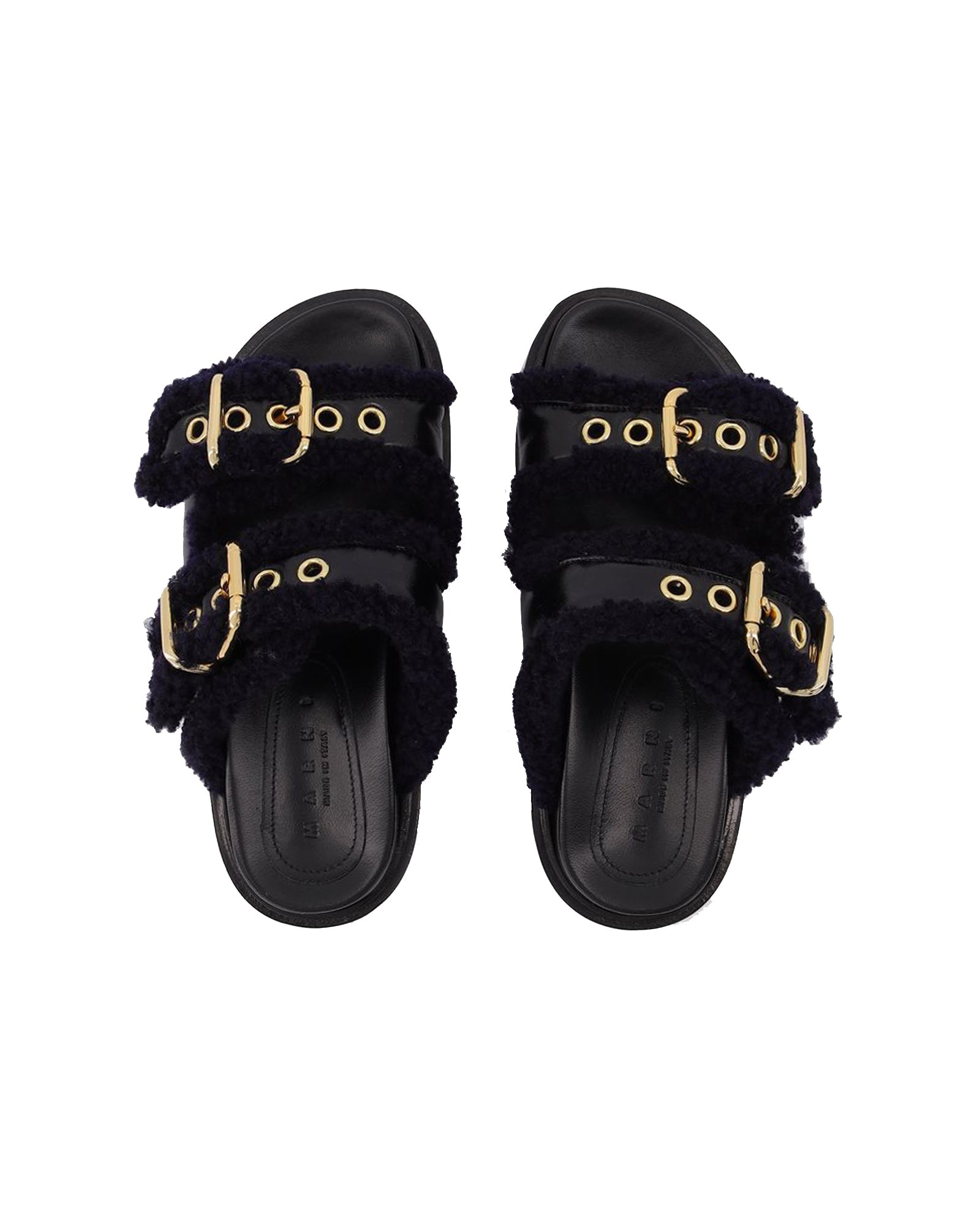 Fussbett Slides in Black Leather