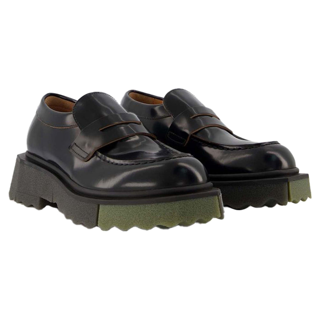 Sponge Loafer Ankle Boots - Off White - Black/Militaire - Leather