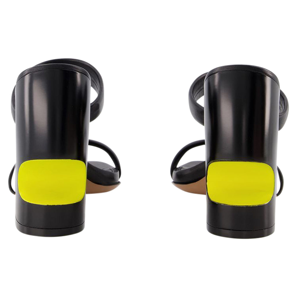 Bulky Slides - Off White - Black/Yellow - Leather