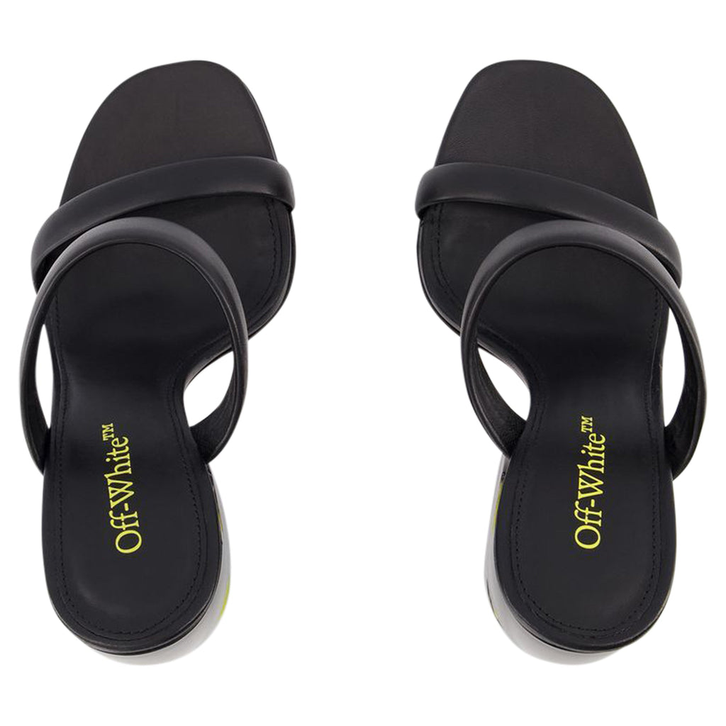 Bulky Slides - Off White - Black/Yellow - Leather