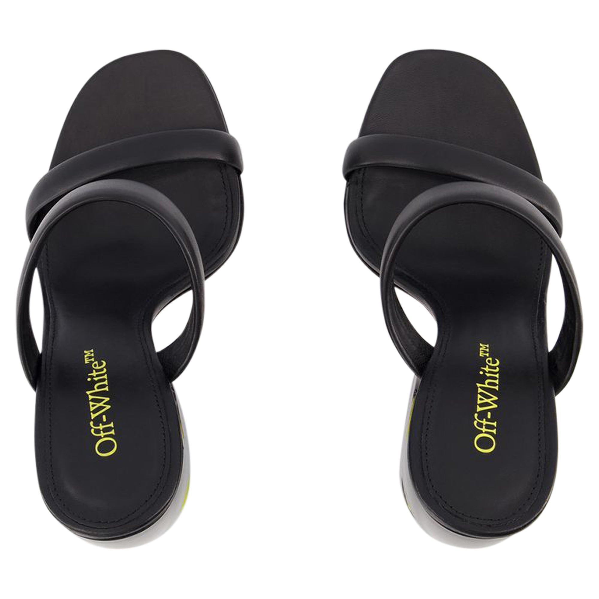 Bulky Slides - Off White - Black/Yellow - Leather