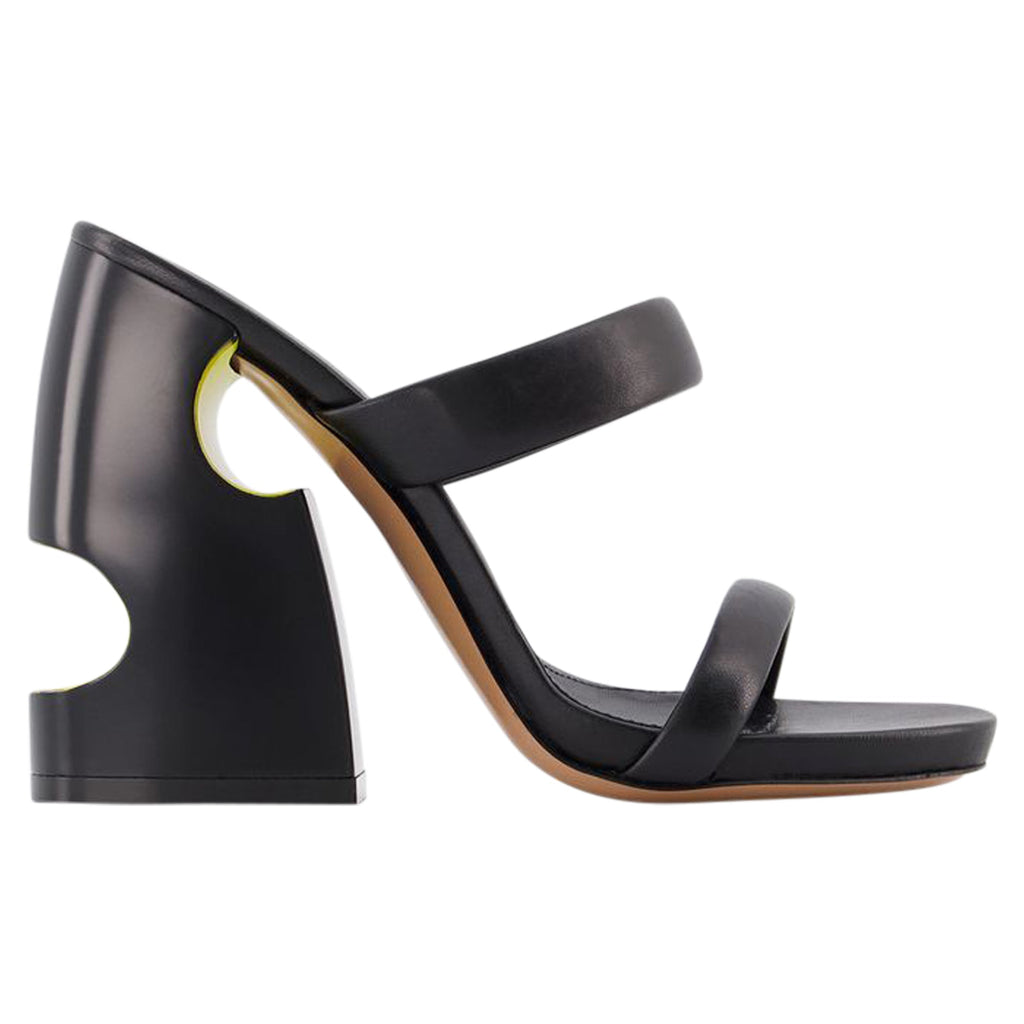 Bulky Slides - Off White - Black/Yellow - Leather