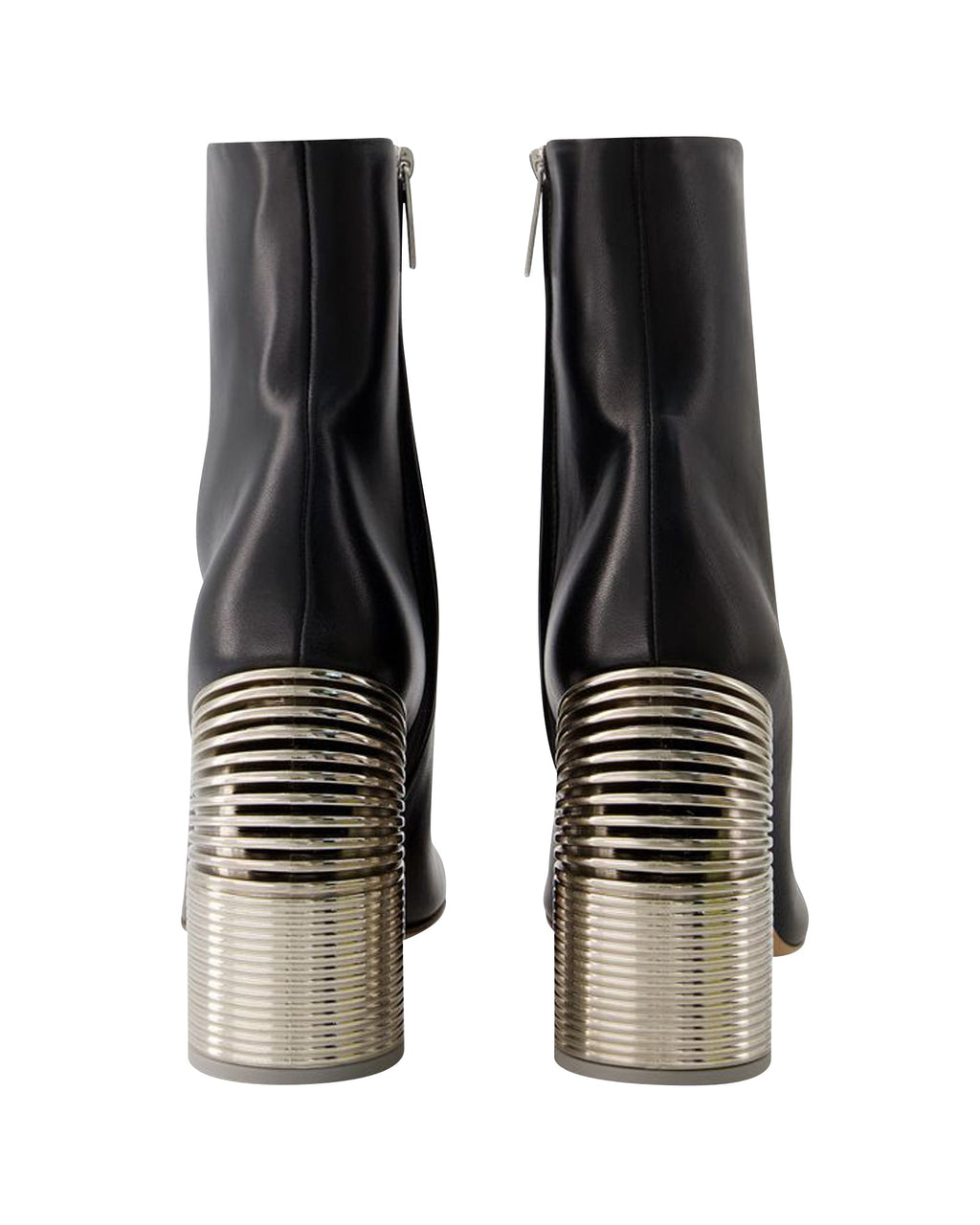 Silver Spring Ankle Boots - Off White - Leather - Black/ Silver