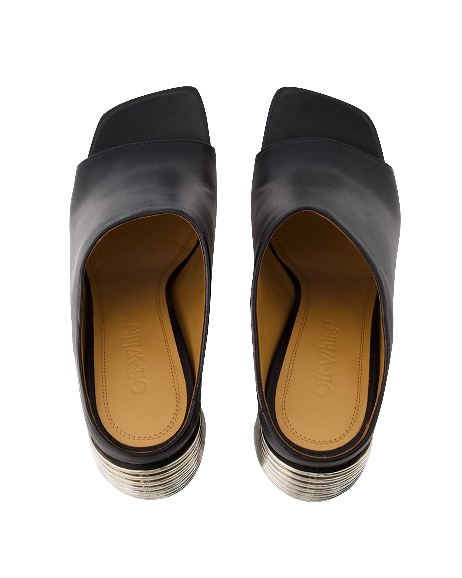 Silver Spring Mules - Off White - Leather - Black/Silver