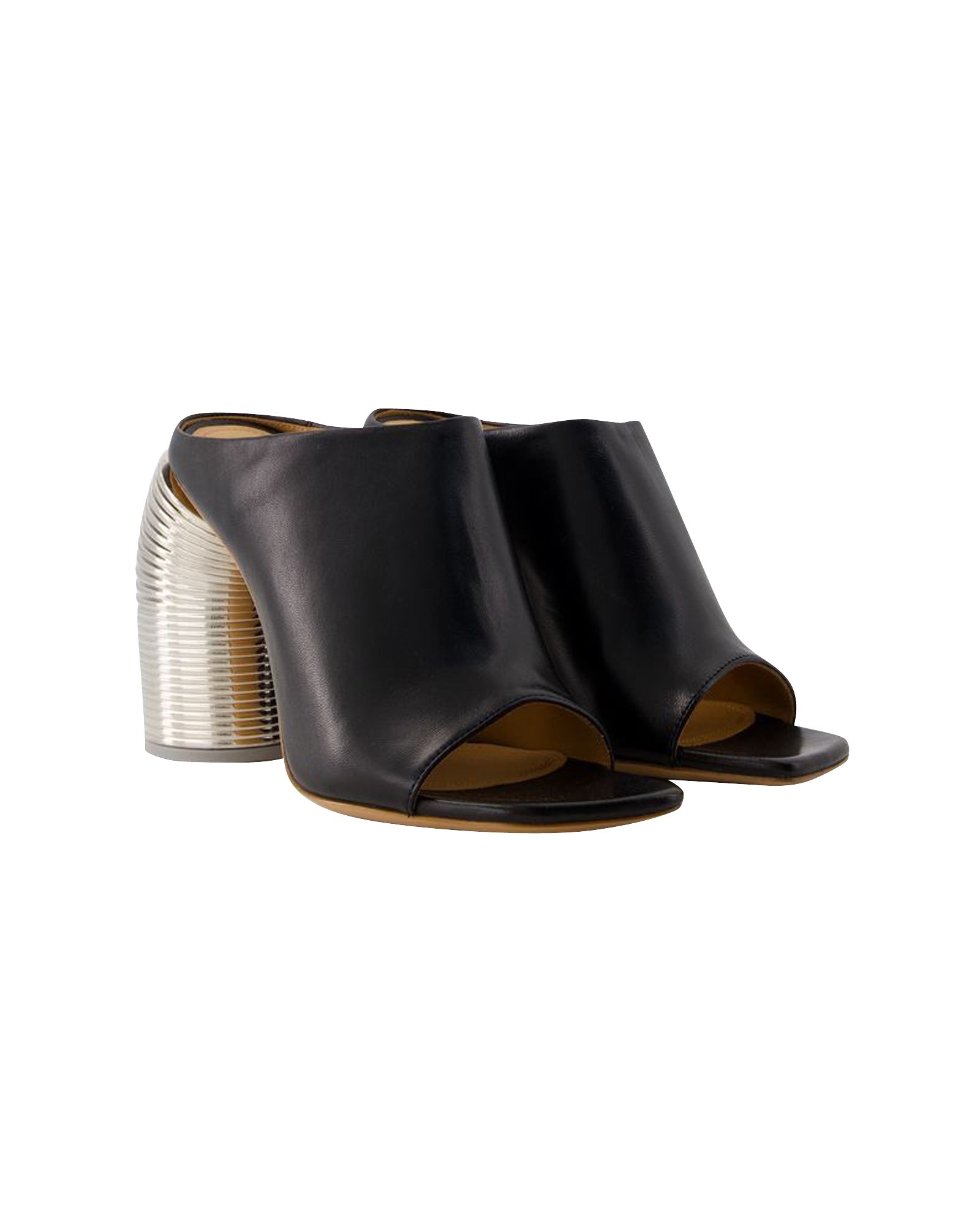 Silver Spring Mules - Off White - Leather - Black/Silver