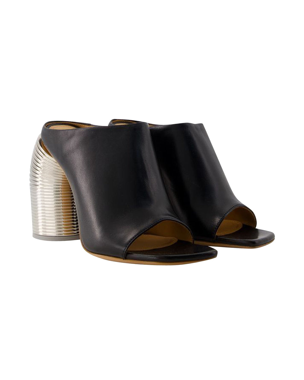 Silver Spring Mules - Off White - Leather - Black/Silver