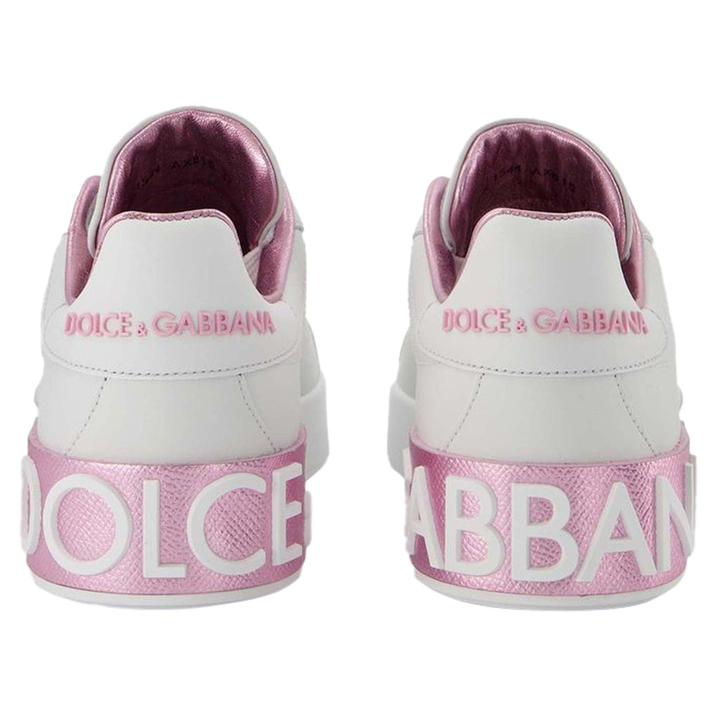 Women's Portofino Sneakers - Dolce & Gabbana - White/Pink - Leather