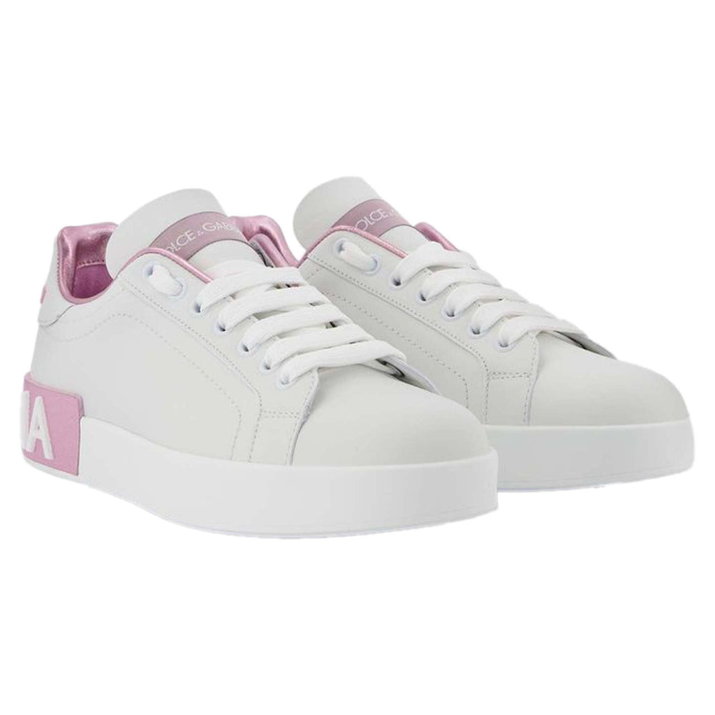 Women's Portofino Sneakers - Dolce & Gabbana - White/Pink - Leather
