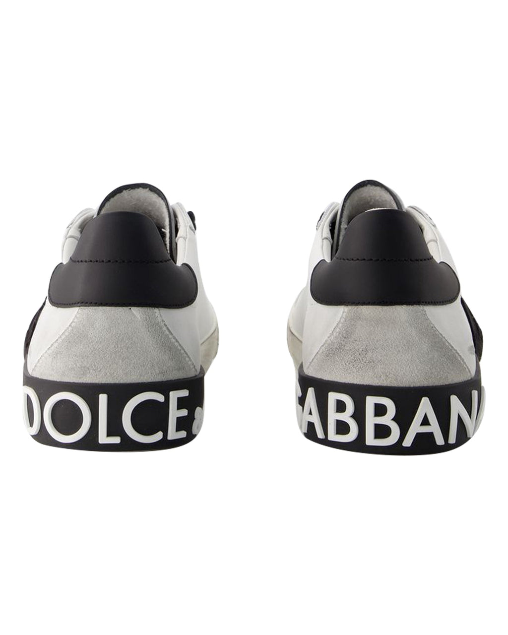 Men's Portofino Sneakers  - Dolce&Gabbana - Leather - Black/White