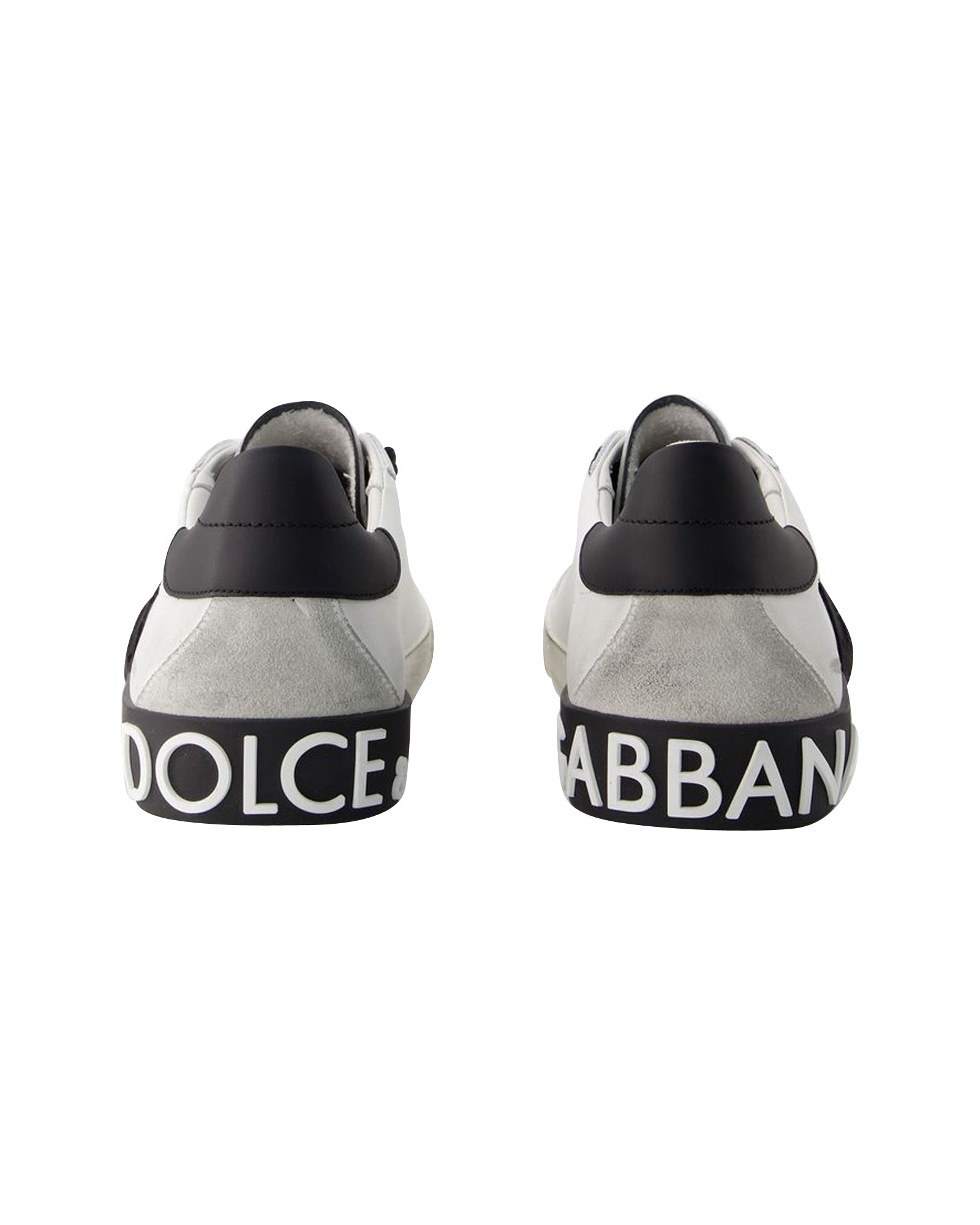 Men's Portofino Sneakers  - Dolce&Gabbana - Leather - Black/White