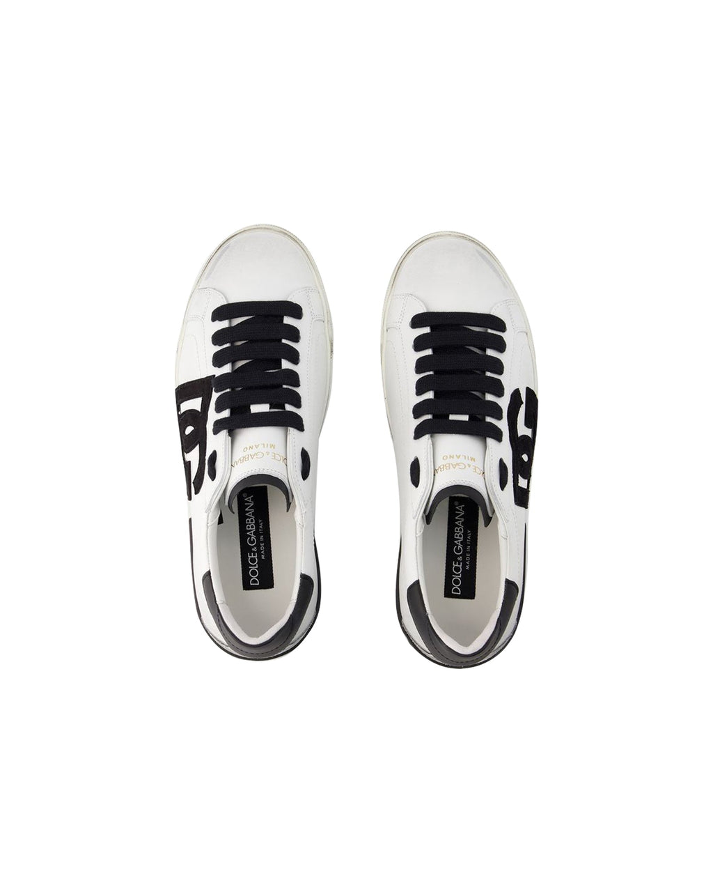 Men's Portofino Sneakers  - Dolce&Gabbana - Leather - Black/White
