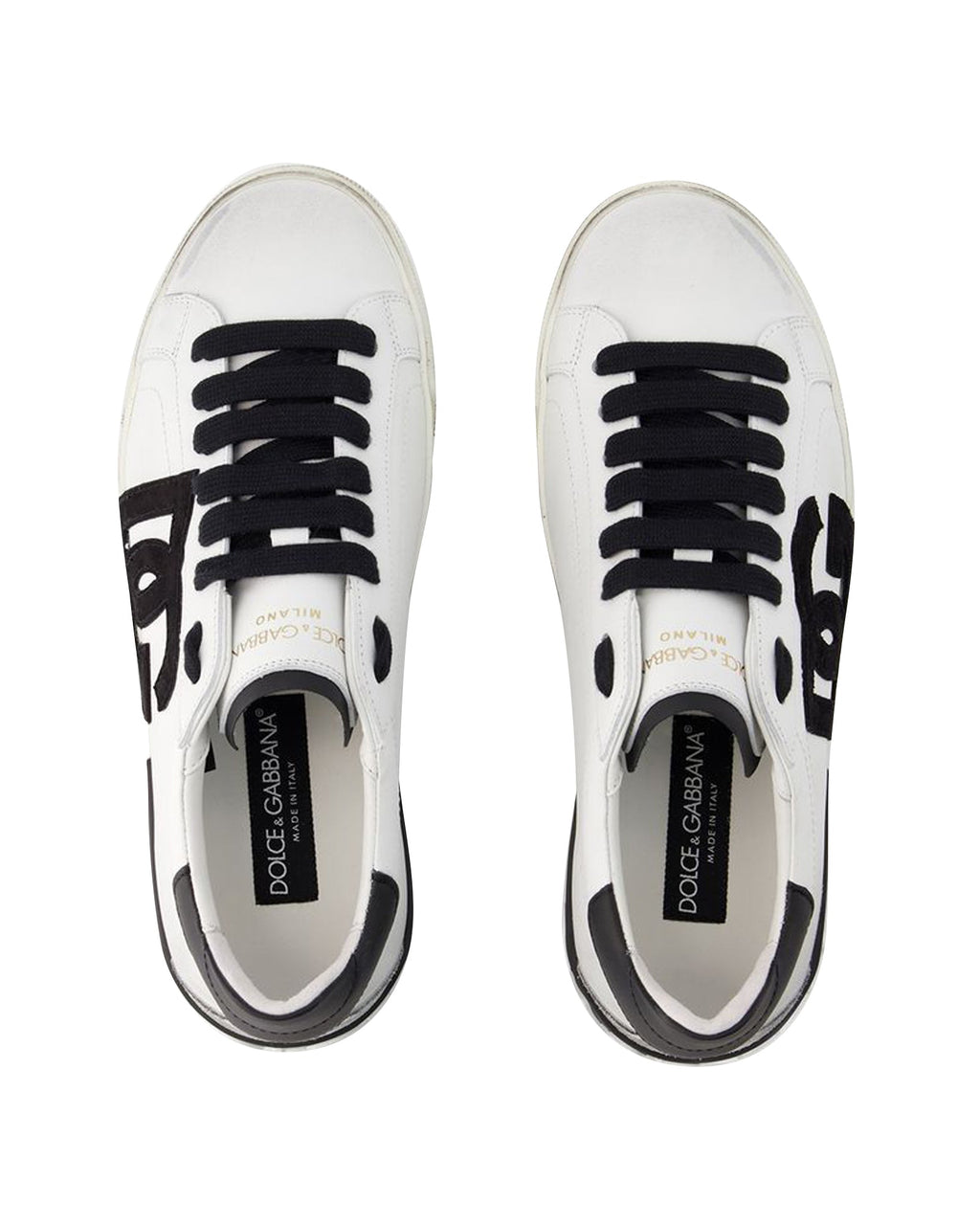 Men's Portofino Sneakers  - Dolce&Gabbana - Leather - Black/White